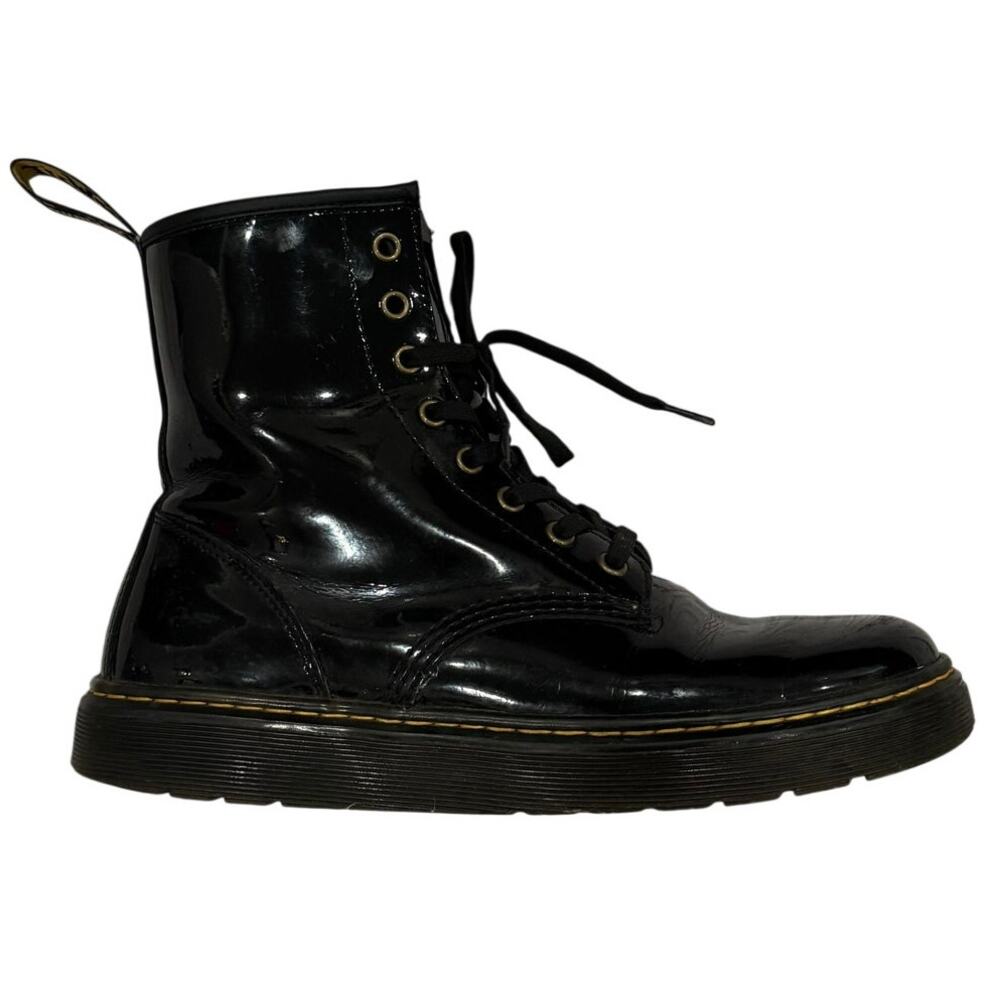 Dr. Martens Zavala Black Patent Combat Boots 9/10